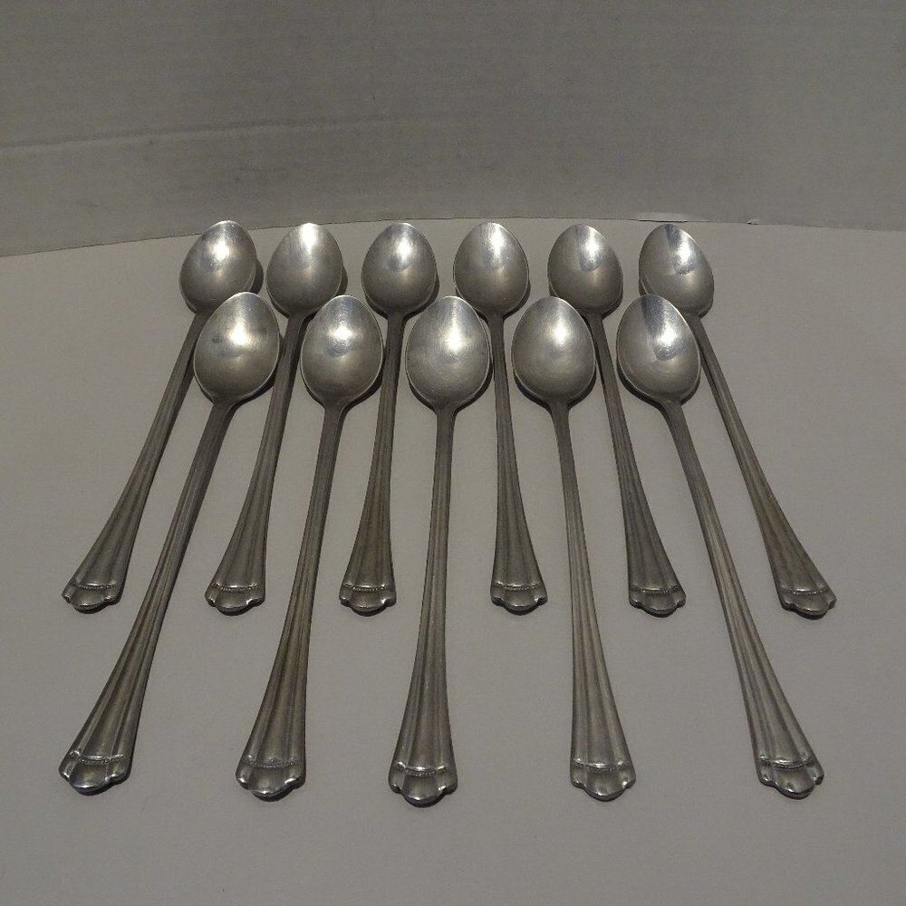 LOT 11 Farberware Romance Stainless Teaspoons Indonesia 6 1/4" Iced Tea Spoons